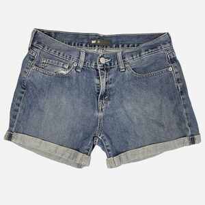 Levi’s Cuffed Denim Shorts Jorts Beach Travel 4.5” Inseam Size 28 Blue Levis